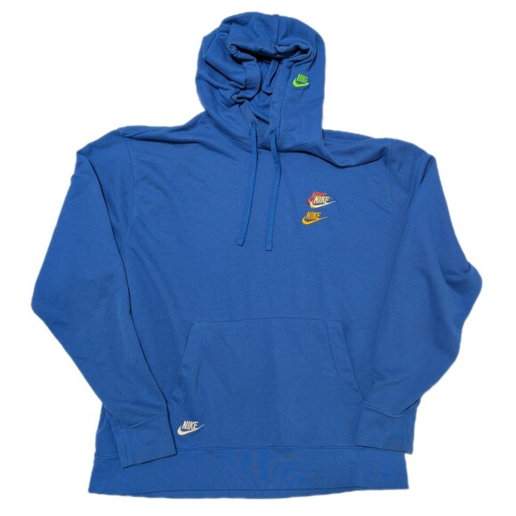 Nike Sweater Mens Sz XL Blue Sweatshirt Hoodie Pullover Fleece Swoosh Sportswear - Picture 1 of 10